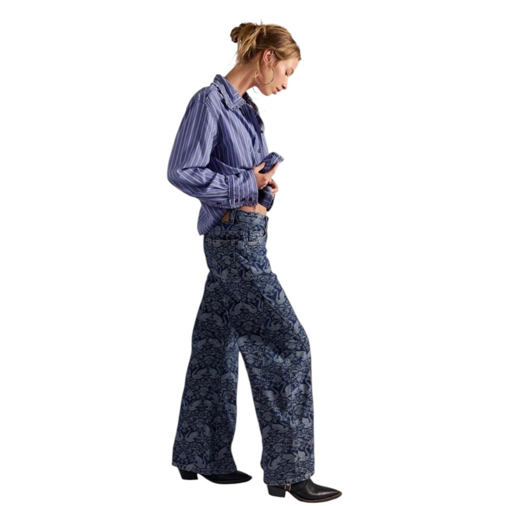 Free People We The Free Eden Slouch Swan Song Jeans Size 31 (Sold Out Color-way) - Picture 2 of 14